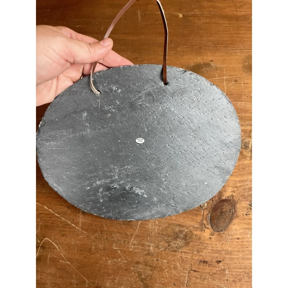 Knitting Inspirational Decorative Slate Oval Hanging Plaque Pink Green Beige